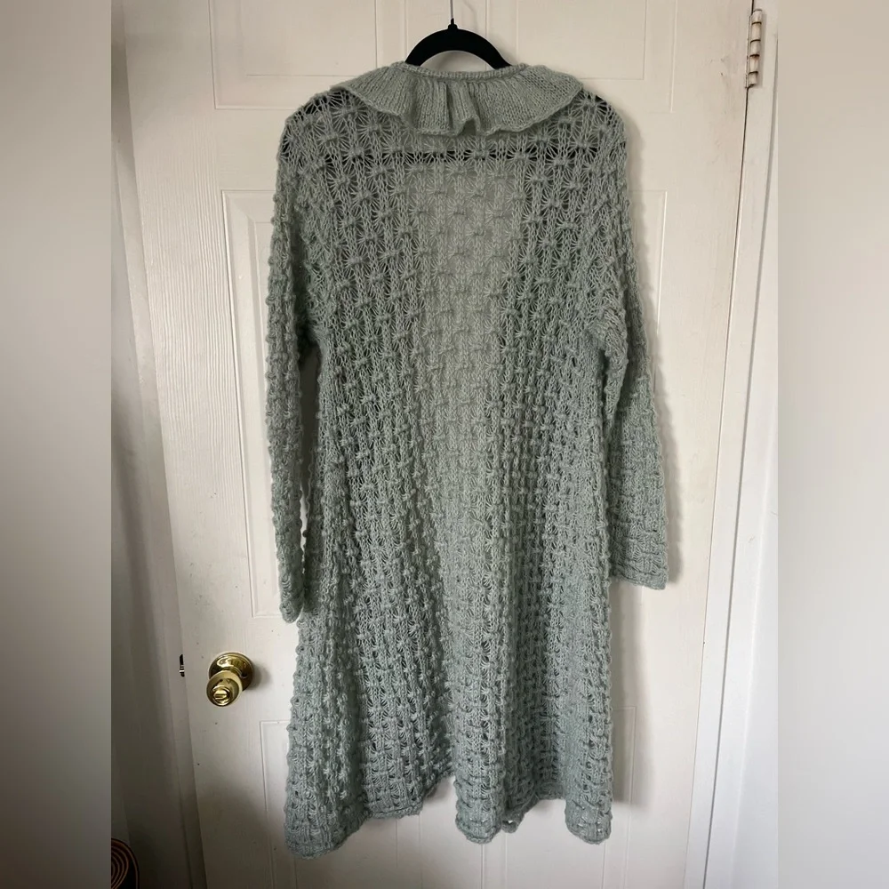 April Cornell teal knit long cardigan - Picture 4 of 6